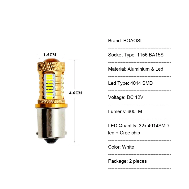 BOAOSI 2x1156 светодиодный samsung 4014 чип резервного копирования Обратный Свет для Skoda Fabia Praktik Octavia(1Z3) Octavia(5E3