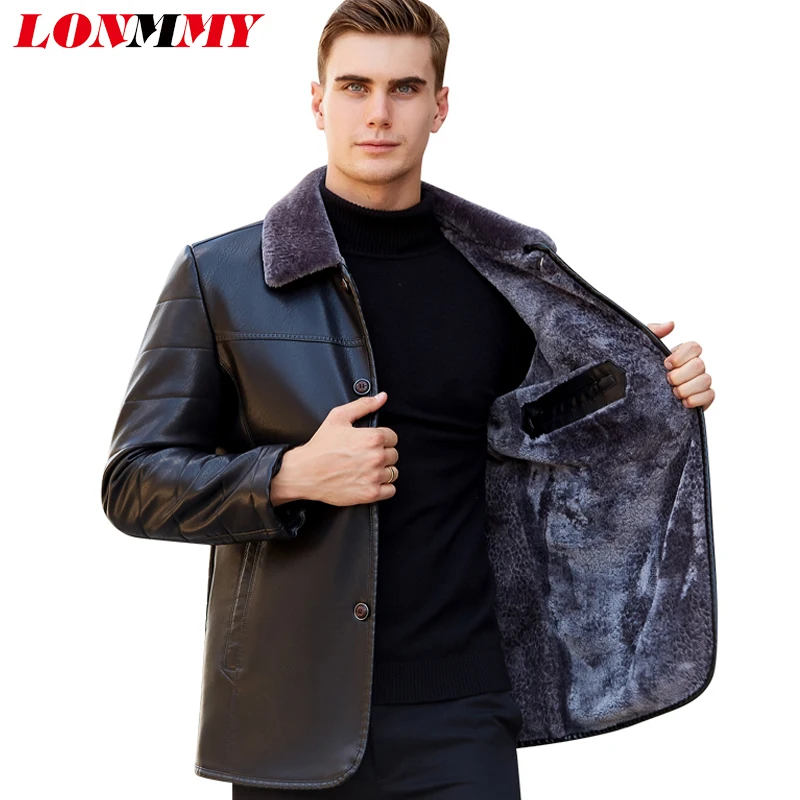 LONMMY Mens Leather Jackets Faux Leather Suede PU Motercycle Winter Jacket men coat male Outerwear Black Coffee windbreaker 5XL