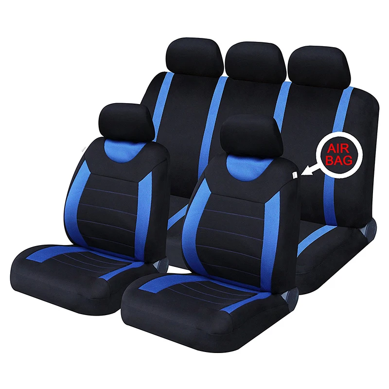

Universal Full Set Car Seat Covers Soft Polyester Front Rear 5 Heads 4 Colors