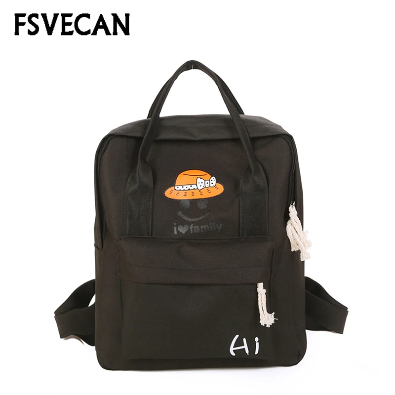 

Casual Canvas Travel Backpack Female Anime Printing Laptop Student Black Backpack School Bags For Teenage Girls New Arrival 2018