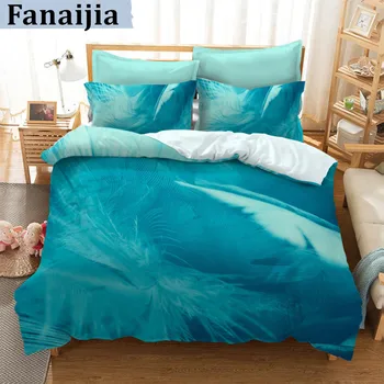 

Fanaijia 3d feather Bedding set queen size blue design Print duvet Cover set with pillowcase Quilt Cover bedline AU king