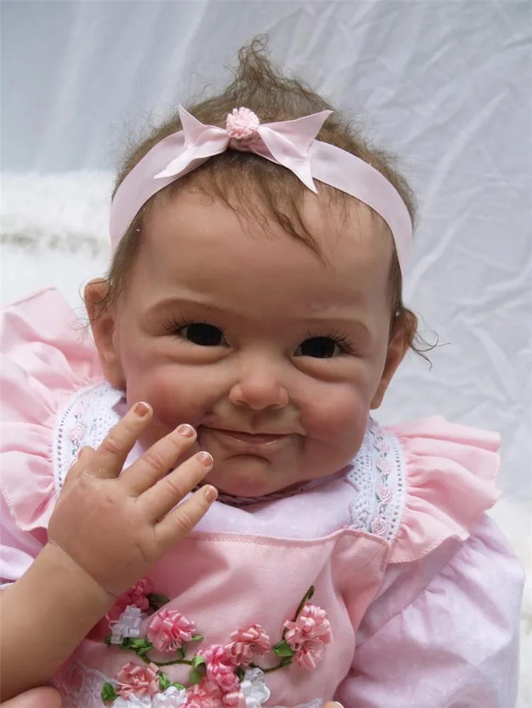 Reborn Baby Doll мягкий силиконовый 22 дюймов 55 см магнитного рот прекрасные Реалистичные милый мальчик девочка игрушка розовый цветок головной