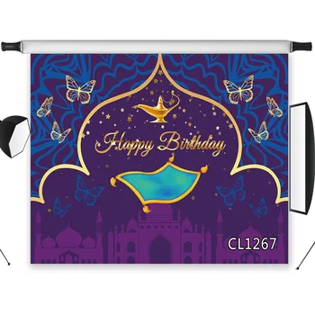 

Fairytale Birthday Magic Lamp Carpet Washable No Crease Background Photography Polyester Backdrop Studio Photographic Seamless