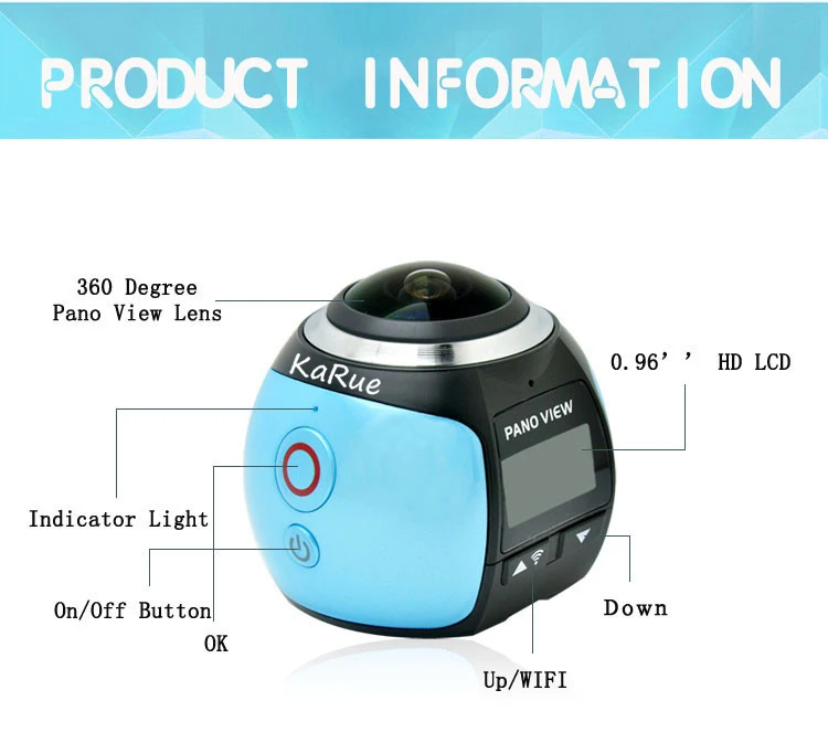 KaRue V1 360 камера Wifi HD 2448P Мини панорамная камера 360 видеокамера спортивная видеокамера для виртуальных очков VR DVR Cam