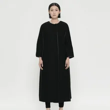 [Линетт's Chinoiserie-Цин Чен] Весна Дизайн Для женщин Элегантный Ультра свободные X-длинные шерстяные пальто Верхняя одежда