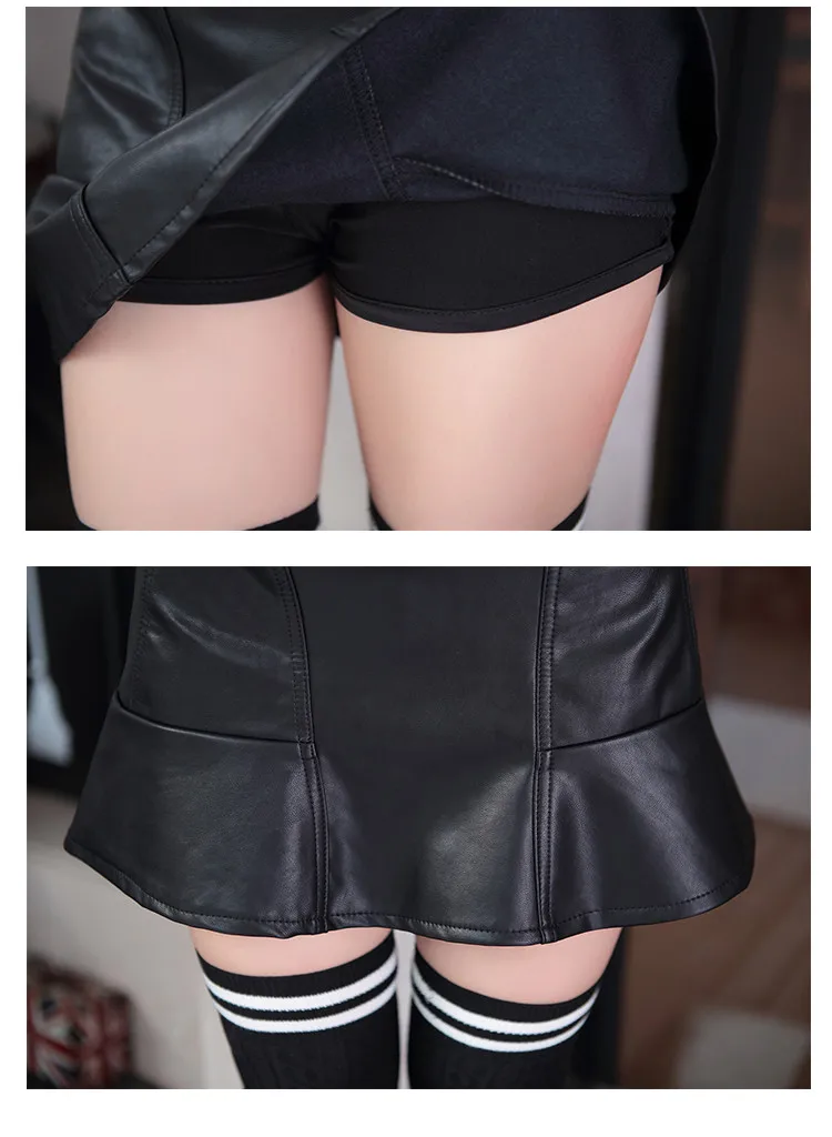 Новинка корейская мода черная красная юбка из искусственной кожи женская винтажная Высокая талия Женская плиссированная юбка короткие юбки s m LXL 2XL