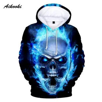

Aikooki New Print Horror Skull 3D Hoodies Men/Women Autumn Fashion Personality Sweatshirts 3D Print Skull Men's Hoodie Top