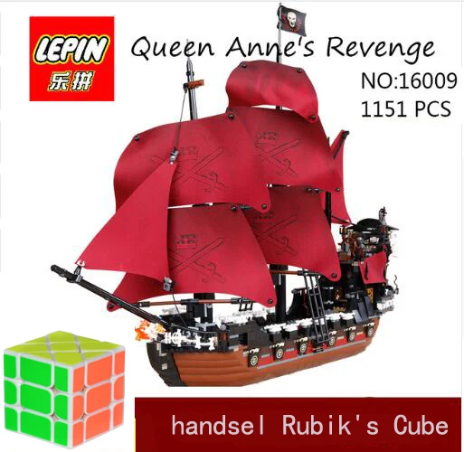 

DHL Lepin 16009 1151pcs Queen Anne's revenge Pirates of the Caribbean Building Blocks Set Bricks Compatible 4195 brick building