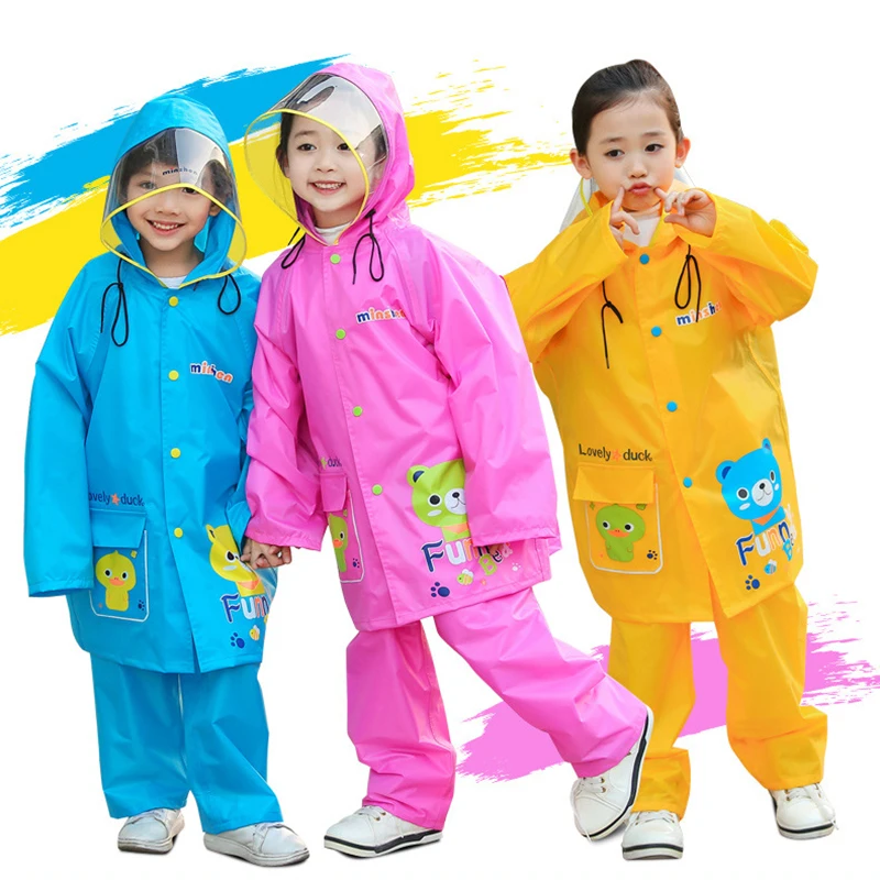 

Nylon Children's Raincoat For Cartoon Impermeable Rainproof Poncho Fashion Cute Kids Waterproof Hooded Raincoat Rain Pants Suit