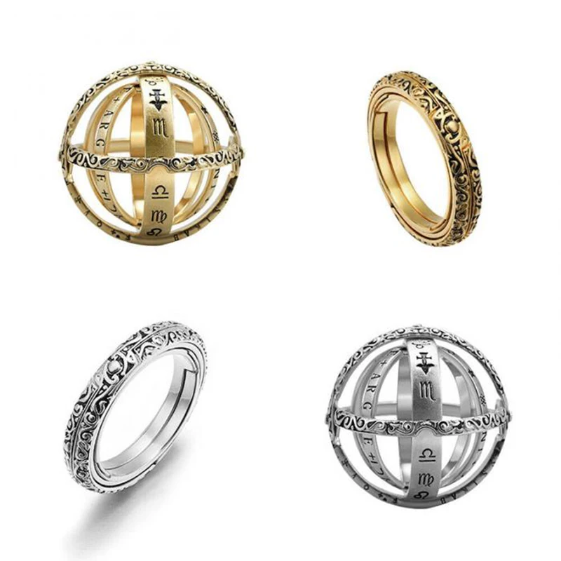 

SLZBCY Women Men Creative Astronomical Ball Rings Complex Rotating Clamshell Universe Constellation Love Finger Ring Jewelry