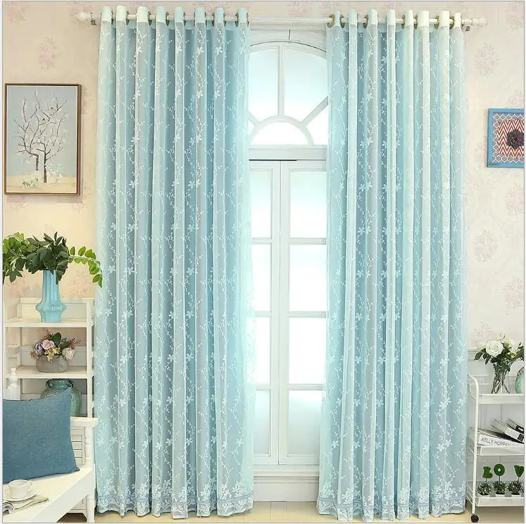 

European style blue Color Blackout Curtains for Bedroom Tulle Curtains Sets in the Nursery Drapery Window