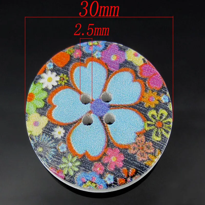 30 шт с разноцветным цветком 4 отверстия деревянные Кнопки 30 мм подходит пошив скрапбукинга поделки аксессуары для одежды пуговицы