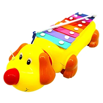 

HOT-1Pc Baby Kids Educational Musical Instrument Toy Cute Dog Shape Knock Piano Kids Push Pull Toys Early Learning Violin Toy