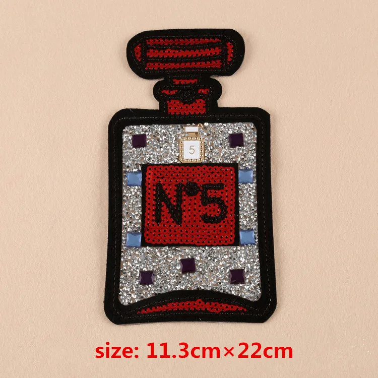 

1 Pcs Perfume Bottle Sequins Rhinestone Clothes Embroidered Iron on Patches for Clothing DIY Stripes Motif Appliques parches