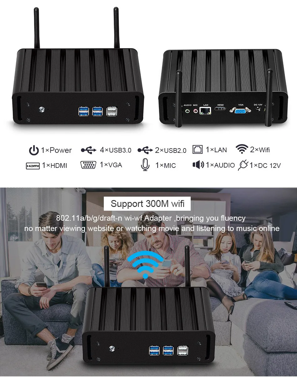  XCY X31 Mini PC i7 7500U i5 7200U i3 7100U Windows 10 Compact Desktop PC 4K UHD HTPC HDMI 300M WiFi