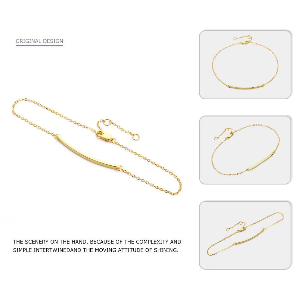 e-Manco Thin Long Stick Bracelets 925 Sterling Silver Geometry Charm Bracelet For Women Fine Jewelry Simple Chain Link Bracelets