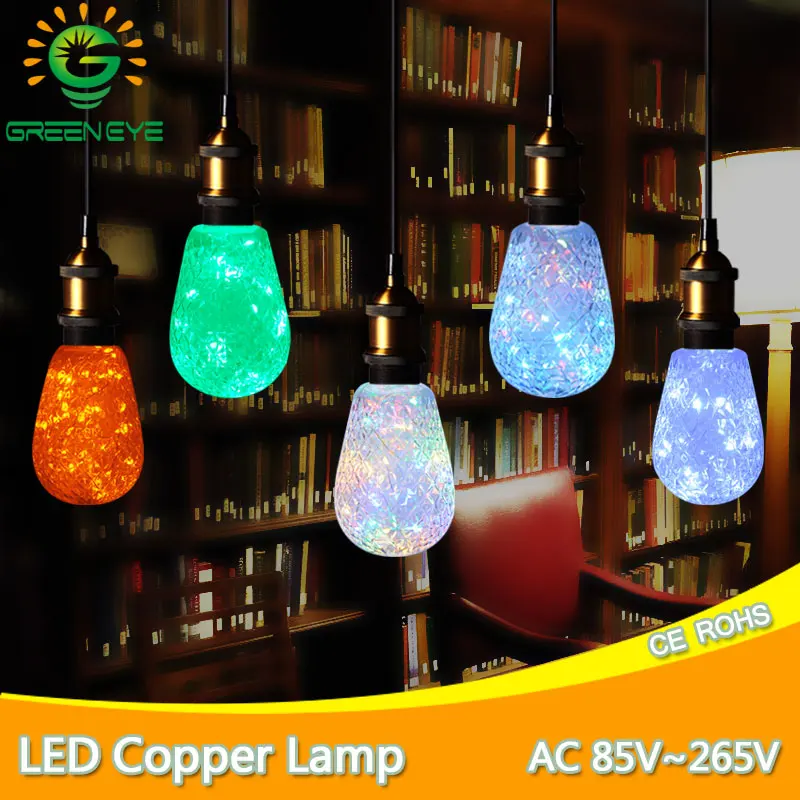 

LED Bulb Edison ST64 AC85-265 E27 LED Copper bulb RGB Colour led String Light christmas decorations for home Decoration lampe