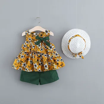 

New Newborn Baby Girl Clothes Summer Fashion Girls Beautiful Bowknot Chiffon Suit Shorts Two-piece Outfit Clothing Suit Gift