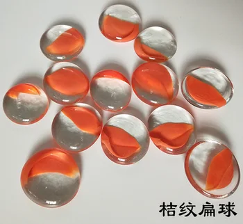 

Free shipping 500g/lot Orange pattern marbles flat bead color goose egg stones aquarium landscape decoration toys for children