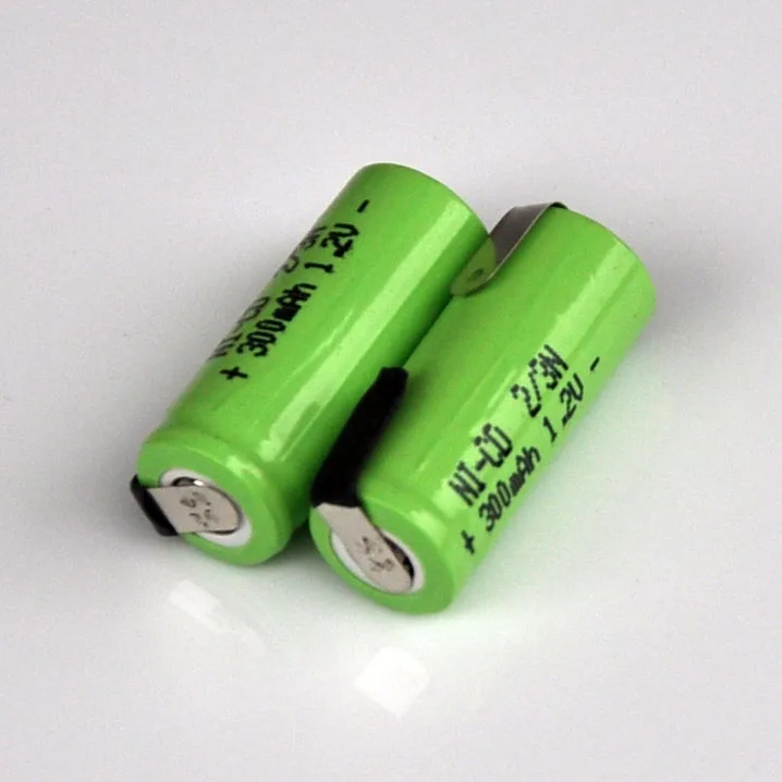 2-5 шт 2/3N 1,2 V перезаряжаемая батарея 300mah 2/3 N ni-cd nicd cell с паяльными вкладками для электробритва зубной щетки