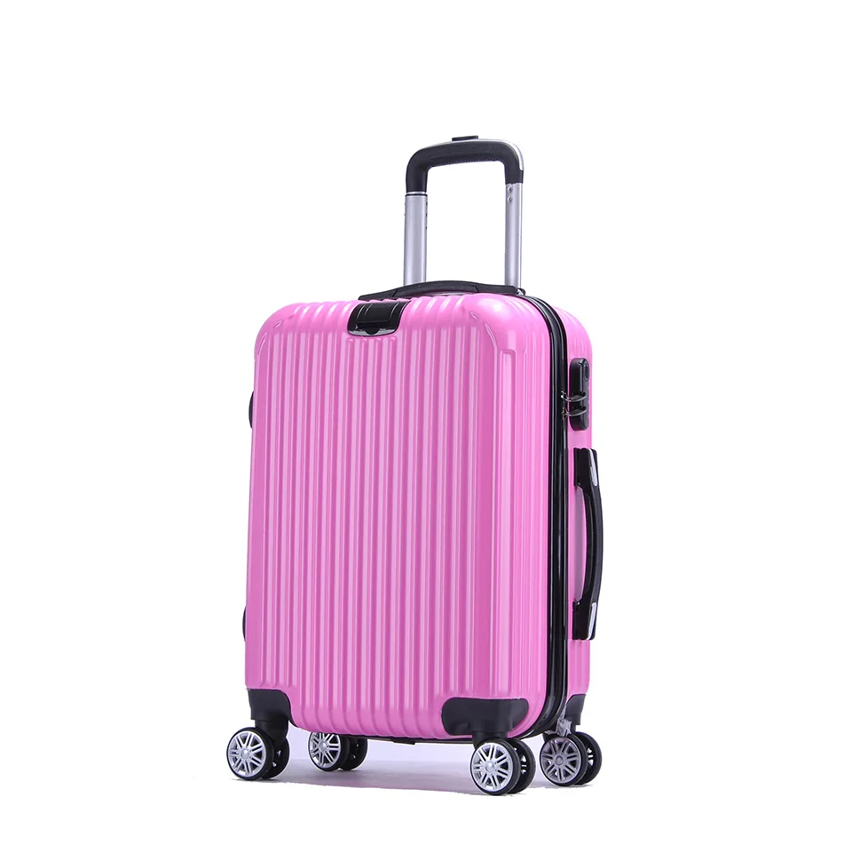 

24 inches of new PC material pull rod box Large capacity solid color stripe wanxianglun lockbox