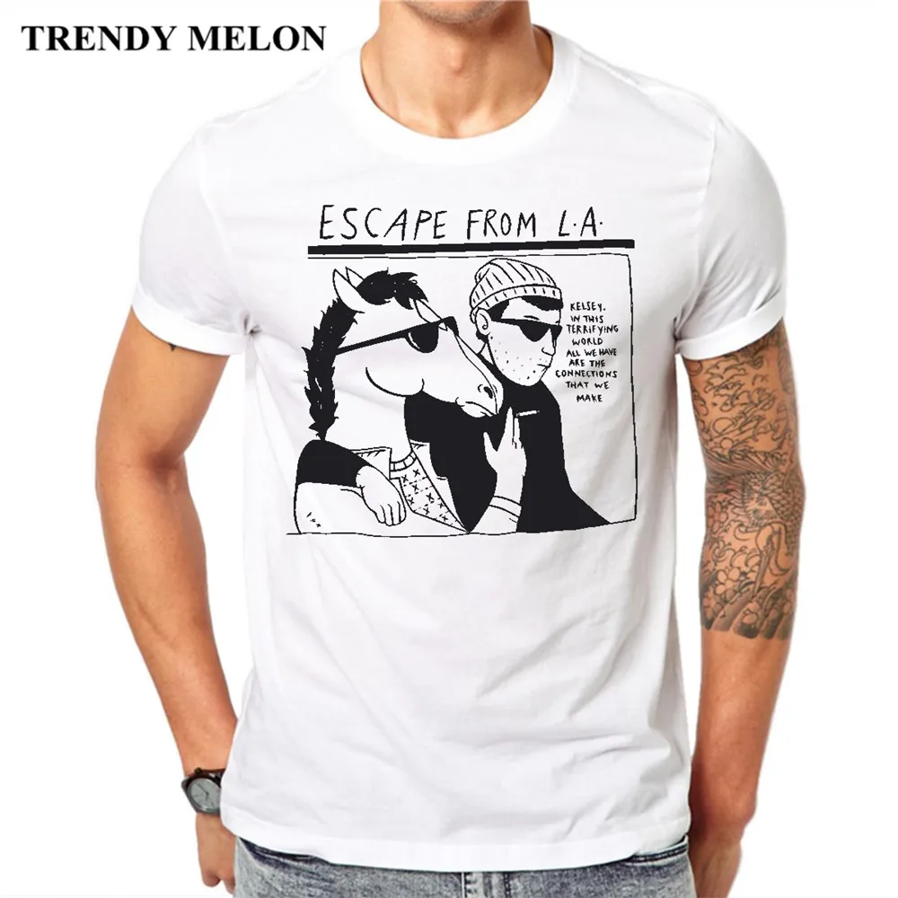 TRENDY MELON крутая футболка с принтом для мужчин Конь БоДжек забавные белые топы