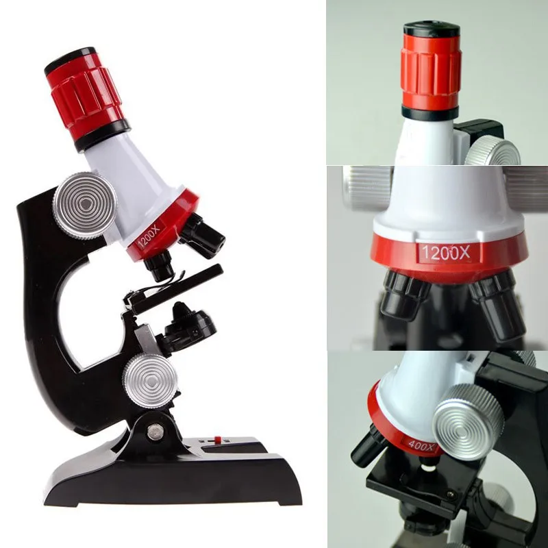 

Kids Child Microscope Kit Lab LED 100X-1200X Home School Educational Toy Gift Biological Microscope