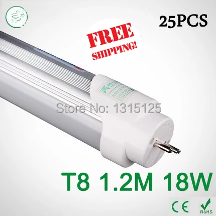 

25PCS 4ft LED Tube T8 1200mm 18W AC 85V-265V smd2835 Equal to Conventional Lamp 40W 4000K LED Fluorescent light via FedEx