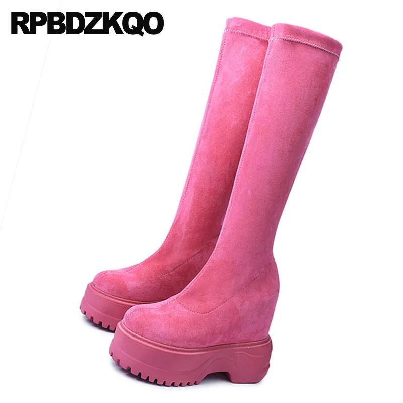 flatform knee high boots