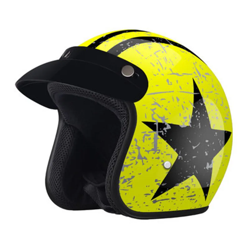 Мужской женский мотоциклетный шлем с полуоткрытым лицом велосипедный шлем 57 см-62 см пятиконечная звезда с козырьком мотоциклетный шлем