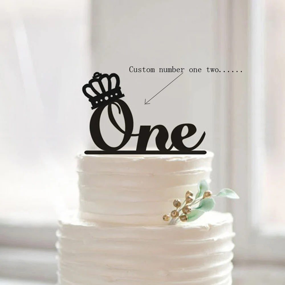 Baby Shower Party Decoration Kids,One Cake Topper First Birthday Cake Topper with Crown, Monogram ONE Cake Toppers for Birthday