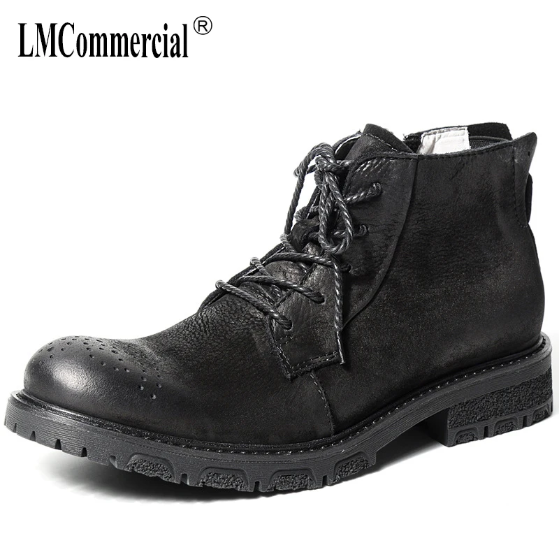 

Men's Retro Genuine Leather Martin boots British autumn winter men casual shoes all-match cowhide Chelsea boots high top shoes