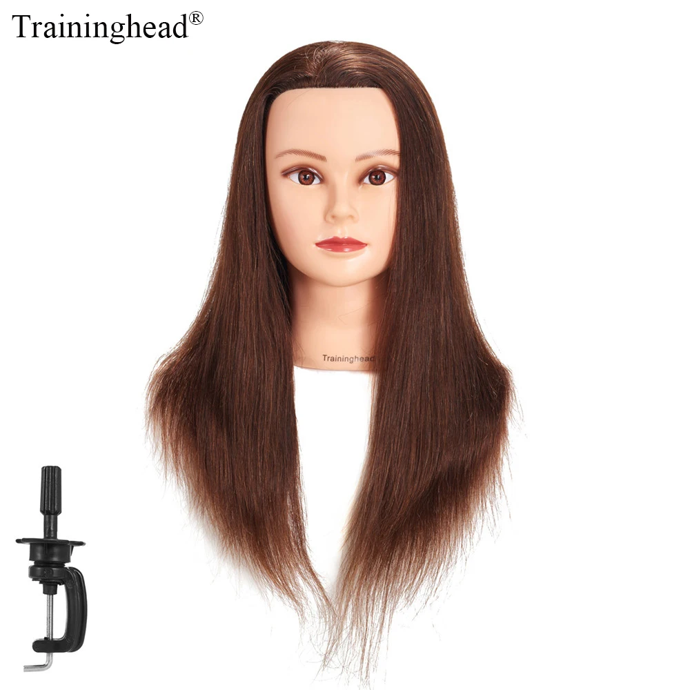 

Traininghead 20"-22"Mannequin Head 100% Human Hair Hairdresser Training Head Manikin Cosmetology Doll Head(Clamp Stand Included)