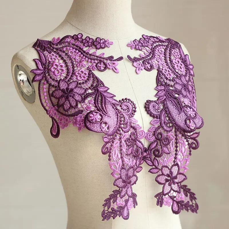 

Free shipping (2piece/lot) high quality Sewing Floral Flower Motif Venise Lace Applique for Garment Embroidery Lace patch