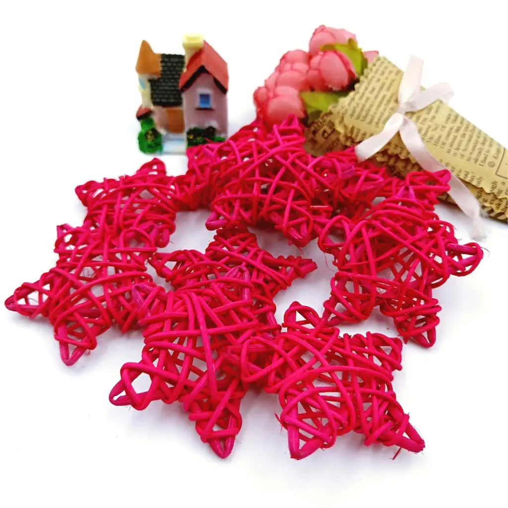 

10Pcs 6CM Rose Red Decor Rattan Wicker Cane Ball 6cm Decoration Rattan Balls for Garden Patio Wedding Birthday Party Decoration