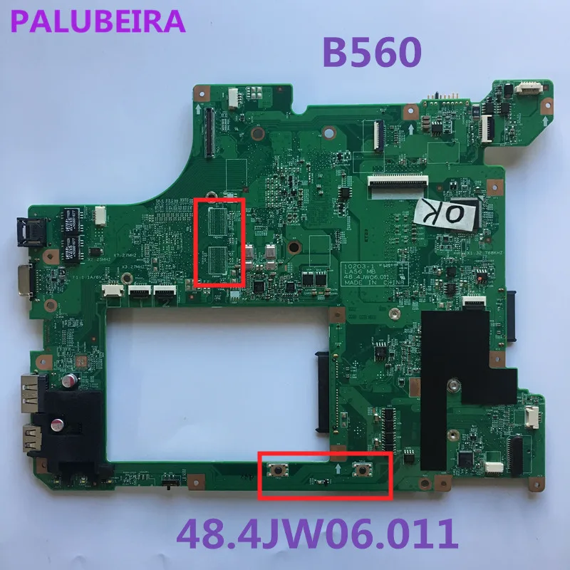 PALUBEIRA 48.4JW06.011 для lenovo B560 Материнская плата ноутбука HM55 DDR3 PGA989 10203-1 LA56 материнская плата полностью проверена