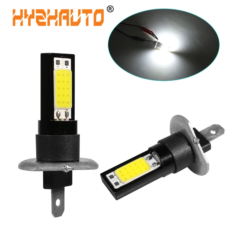 

HYZHAUTO 2Pcs COB Car Fog Lights H1 H3 LED Bulbs High Power Auto DRL Daytime Running Lamp White 6000K 12V