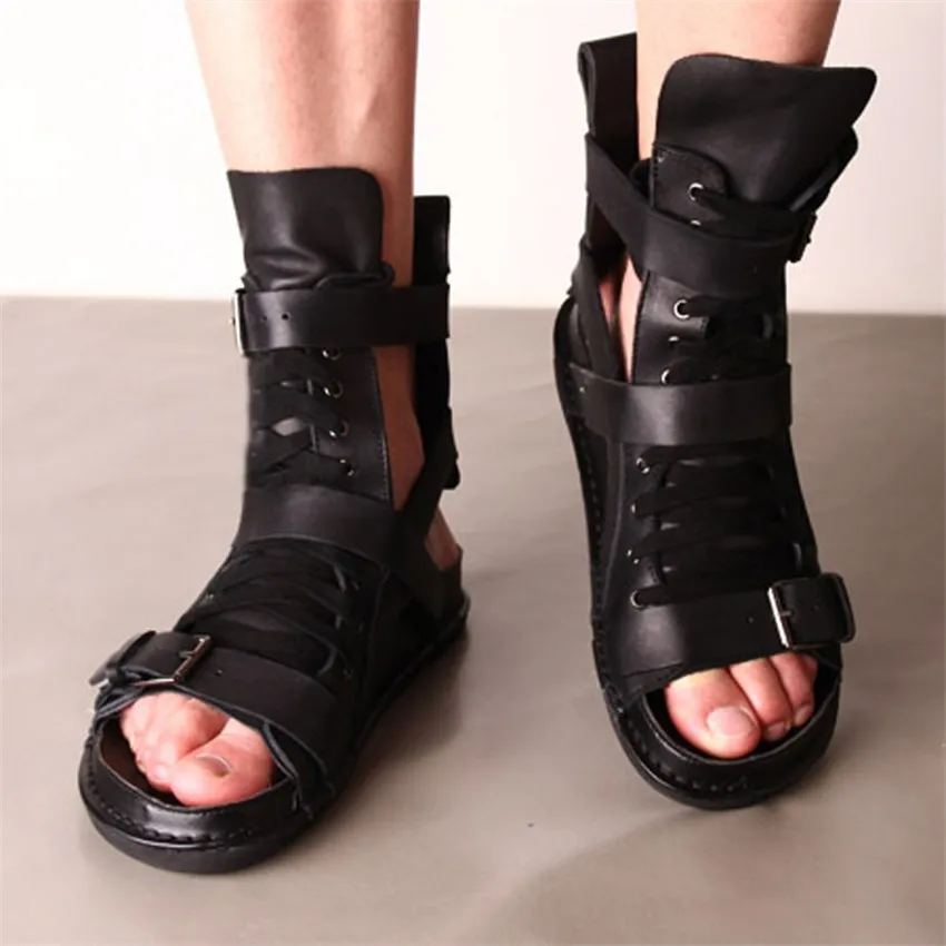 Mabaiwan модные Летний стиль мужские сандалии повседневная обувь в римском стиле; Туфли-гладиаторы; Черная Мужская обувь Туфли без каблуков пляжная обувь, сандалии Hombres