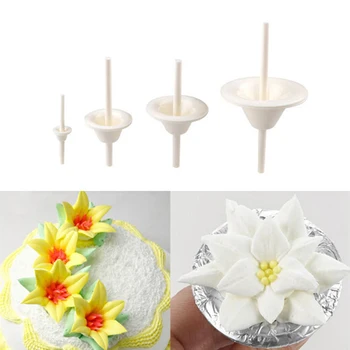 

8Pcs/Set Plastic Lily Flower Nail Receptacle Removable Frosted Piping Mould Kitchen Pastry Tool Fondant Cake Decorating