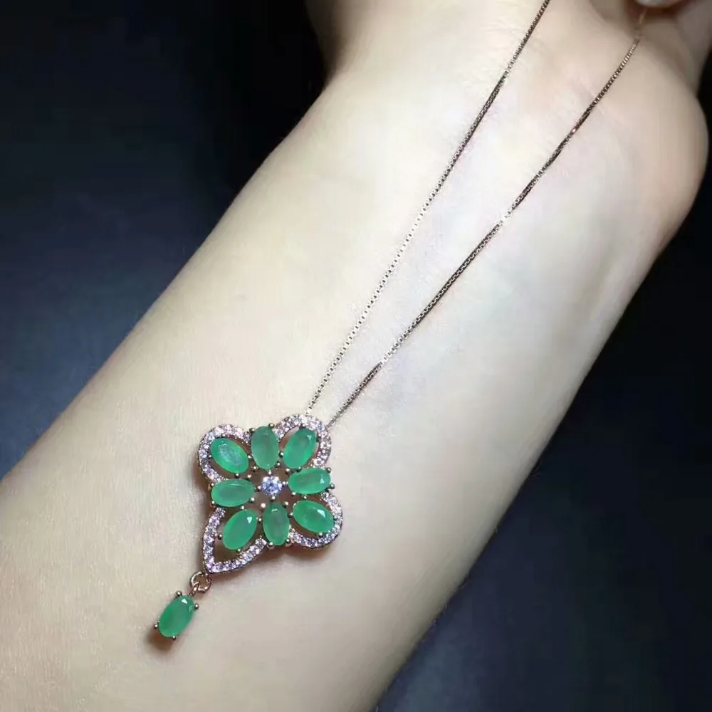 Кулон из серебра 925 пробы с натуральным зеленым изумрудом|jewelery pendants|jewelery 925jewelery