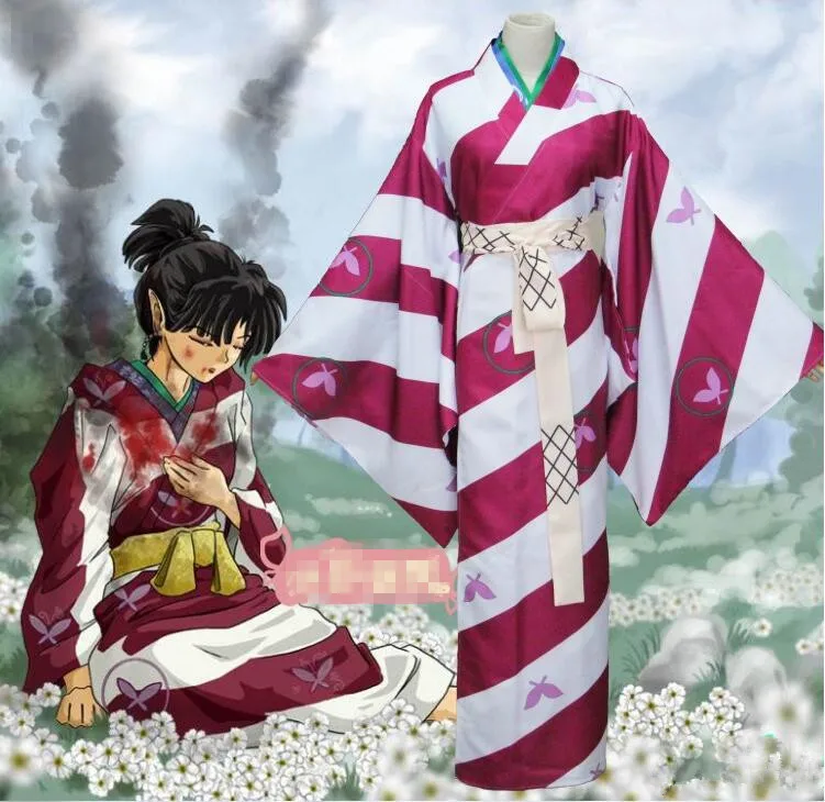 Cosplay&Ware [11]Kagura Costume Uniform Cosplay Opening Rope Knot And Ending Circle Butterfly Printing Kimono -Cosplay&Ware anime Shop