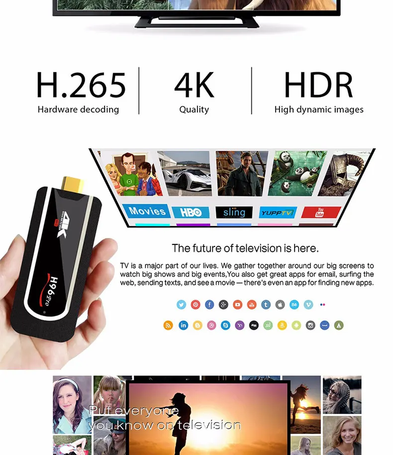 ТВ-приставка Восьмиядерный Amlogic S912 Smart Mini tv box Stick DDR3 2GB rom 16GB 2,4G Wifi HD2.0 BT4.1 Android 7,1 H96