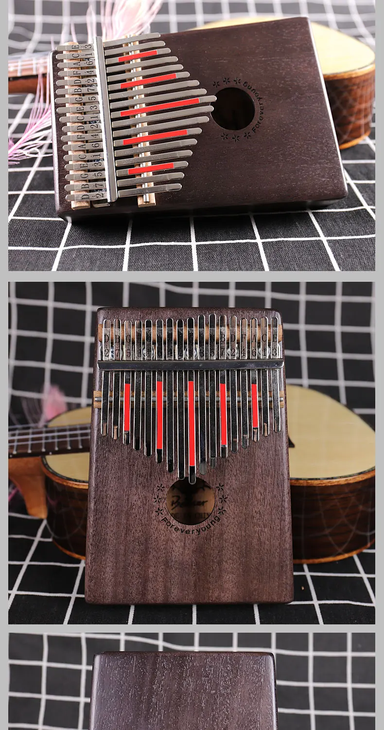 17 клавиш Kalimba красное дерево большого пальца фортепиано Mbira твердой древесины большого пальца пианино палец мини клавиатура инструмент Calimba Африканское натуральное пианино