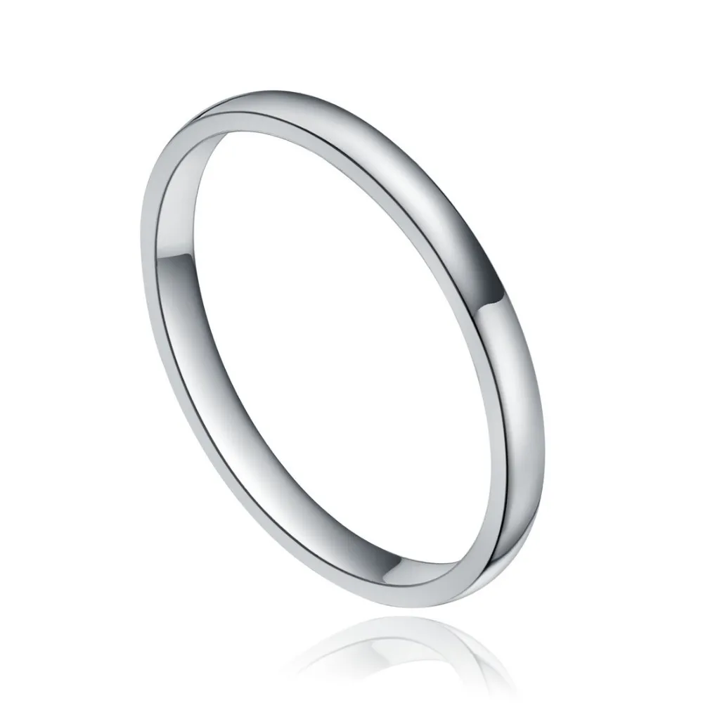 Простое гладкое 2 мм женское тонкое серебряное титановое женское кольцо для помолвки обручальное кольцо классические ювелирные изделия Anel