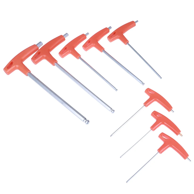 1pc 2.0mm-10mm T Shape Metric Handle Allen Wrench Ball End Hex Key Long Arm