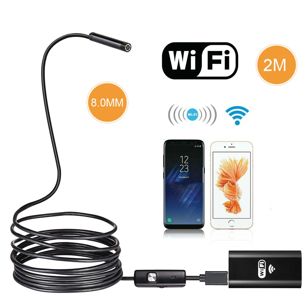 5.5mm 7mm 8mm Lens Wifi Endoscope HD 720P 480P 1m 2m 3.5m 5m Semi