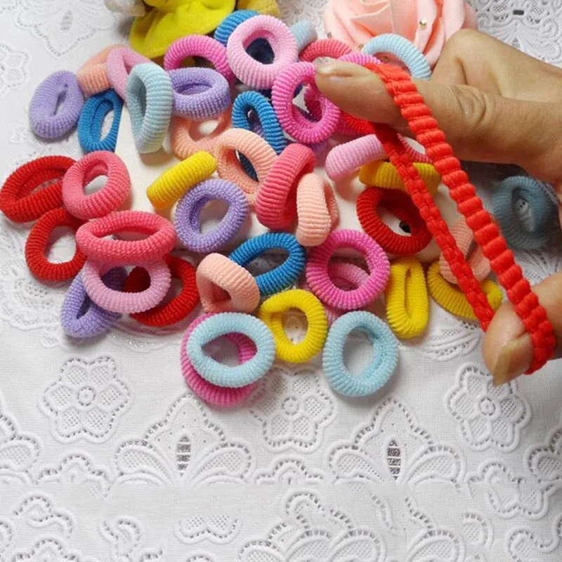 New Small Ring Hair Bands Girls Colorful Elastic Hair Rope Seamless Towel Ring Rubber Band Ponytail Headwear 50 Pcs/lot
