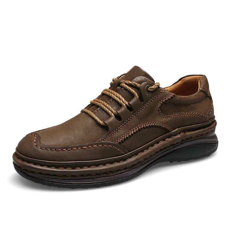 Мужские тактические ботинки на нескользящей подошве из натуральной кожи; Мужская Уличная обувь; кроссовки для горного туризма; мужская деловая официальная обувь - Цвет: brown