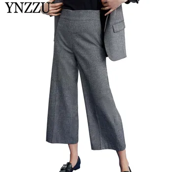 

YNZZU Elegant High Waist Wide Leg Pants Women 2019 New Spring Office Lady Trousers Women Casual Autumn pantalon femme YB271