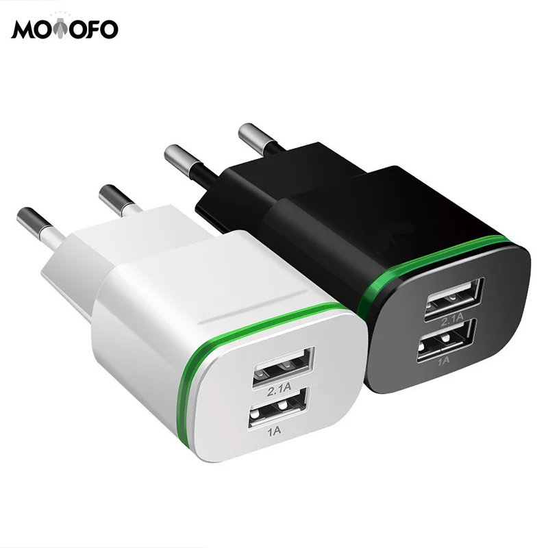 

Europe Wall Charger, 2Pack 2.1A 5V Universal LED Dual USB European Travel Charger Power Adapter Charging Plug for iPhone 7/6/5S,